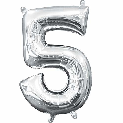 Foil Baloon Air Filled - &quot;5&quot; - Silver - 16&quot;