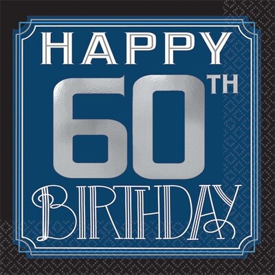 Beverage Napkins- Happy Birthday Man- 60th- 16pcs
