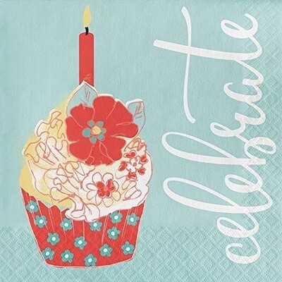 Luncheon Napkins- Celebrate-Cupcake- 16pk-3ply