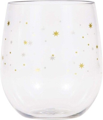 Wine Glass-Plastic/ Gold Stars
