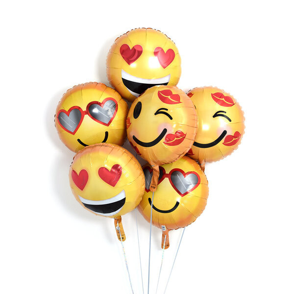 Foil Balloon- Emoticon Love- 5pk
