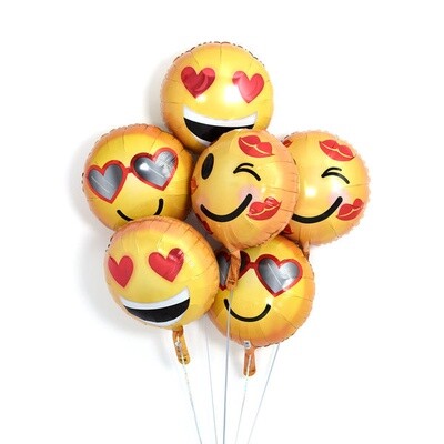 Foil Balloon- Emoticon Love- 5pk
