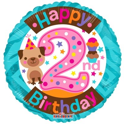 Foil-Happy 2nd Birthday/Puppy