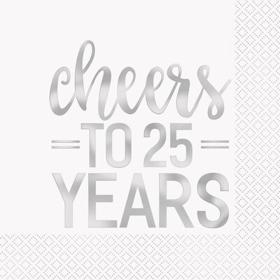 Luncheon Napkins-Cheers to 25 Years-16pk-2ply