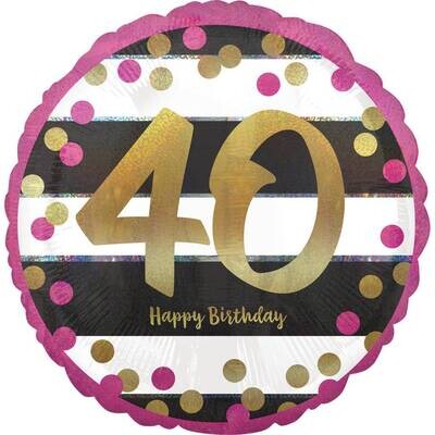 Foil Balloon- 40th Birthday- 18&quot;
