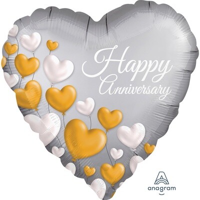 Foil Balloon  - Happy Anniversary/ Heart Shaped/ 18"