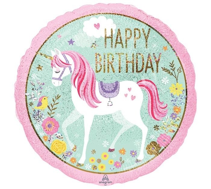 Foil Balloon - Unicorn Happy Birthday - 18&#39;&#39;