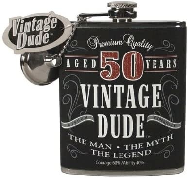 Vintage Dude Flask- 50th Birthday