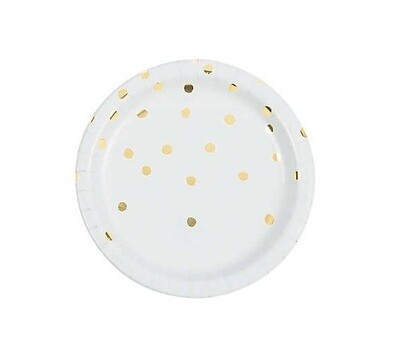 Beverage Paper Plates- White Gold