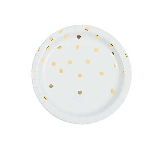 Beverage Paper Plates- White Gold