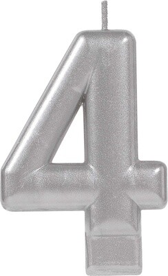 Numeral Metallic Candle #4 - Silver