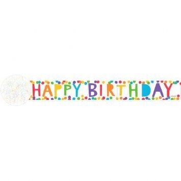 Paper Crepe Streamer - 81&#39; Happy Birthday Rainbow