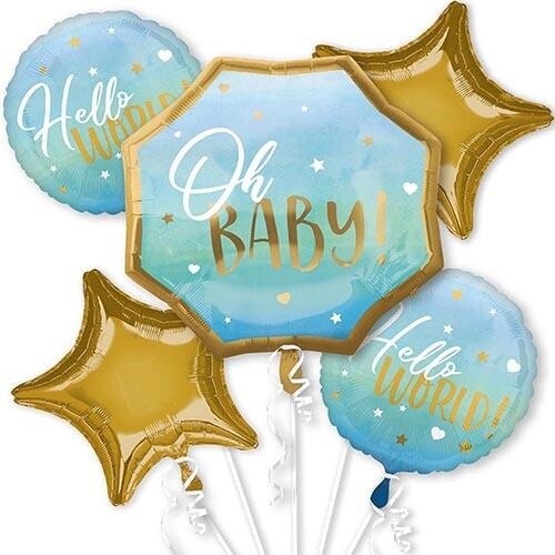 Foil Balloons Bouquet - Blue Oh Baby ! - 5pk