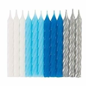 Blue/White/Silver-Spiral-Birthday Candle-24pk