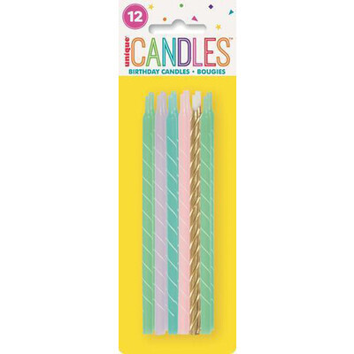 Candles-Pastel Spiral Assorted-5&quot;