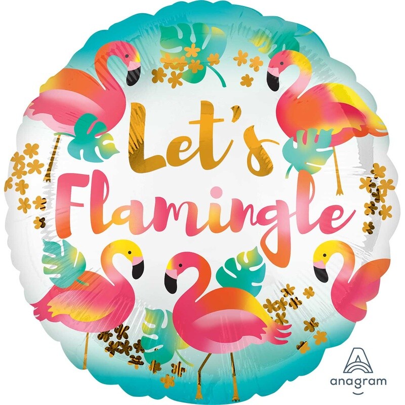 Foil Balloon - Let&#39;s Flamingle - 18&quot;