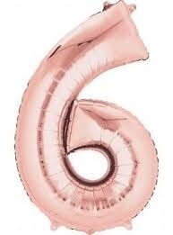 Foil Number Balloon- &quot;6&quot; Rose Gold 34&quot;