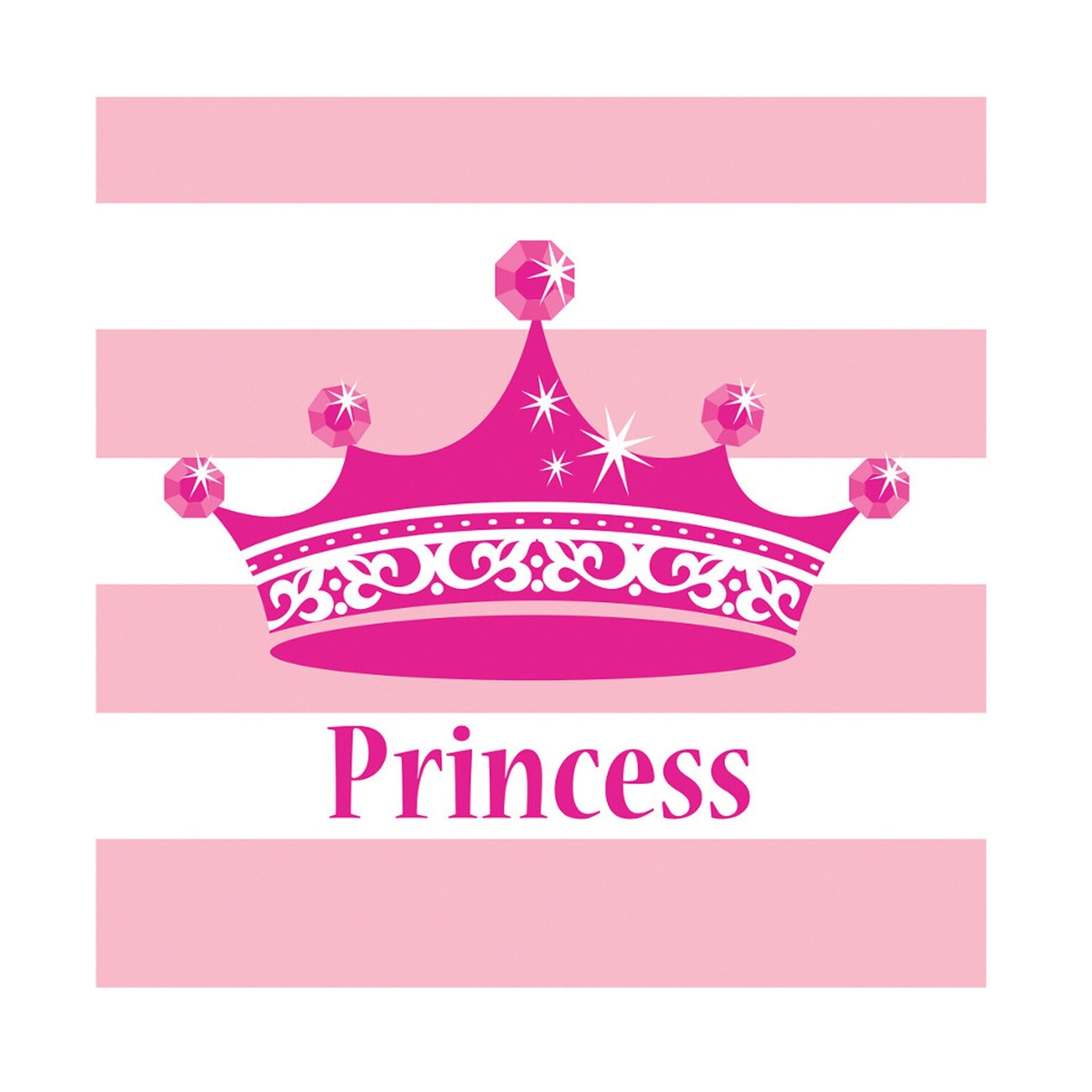 Beverage Napkins-Pink Princess Royalty-16pk-2ply