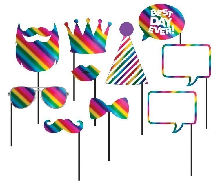 Photo Booth Props - Rainbow/10 Count
