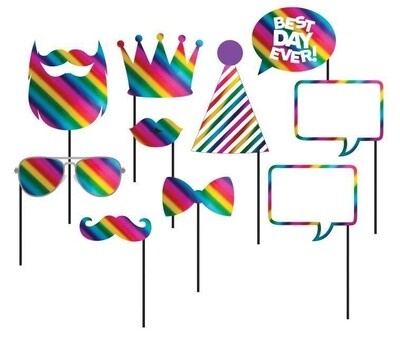 Photo Booth Props - Rainbow/10 Count