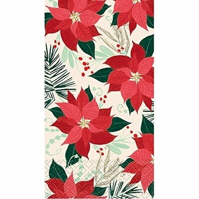 Guest Towel Red &amp; Gold Poinsettia (16PK)