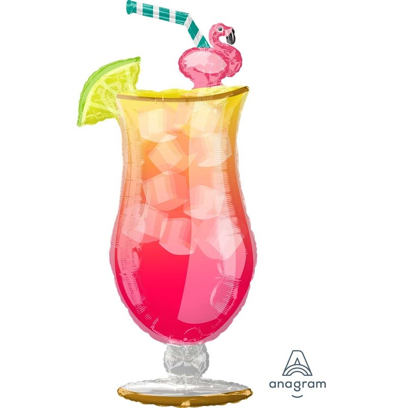 Foil Balloon-Supershape-Flamingo Straw Drink-41&quot;