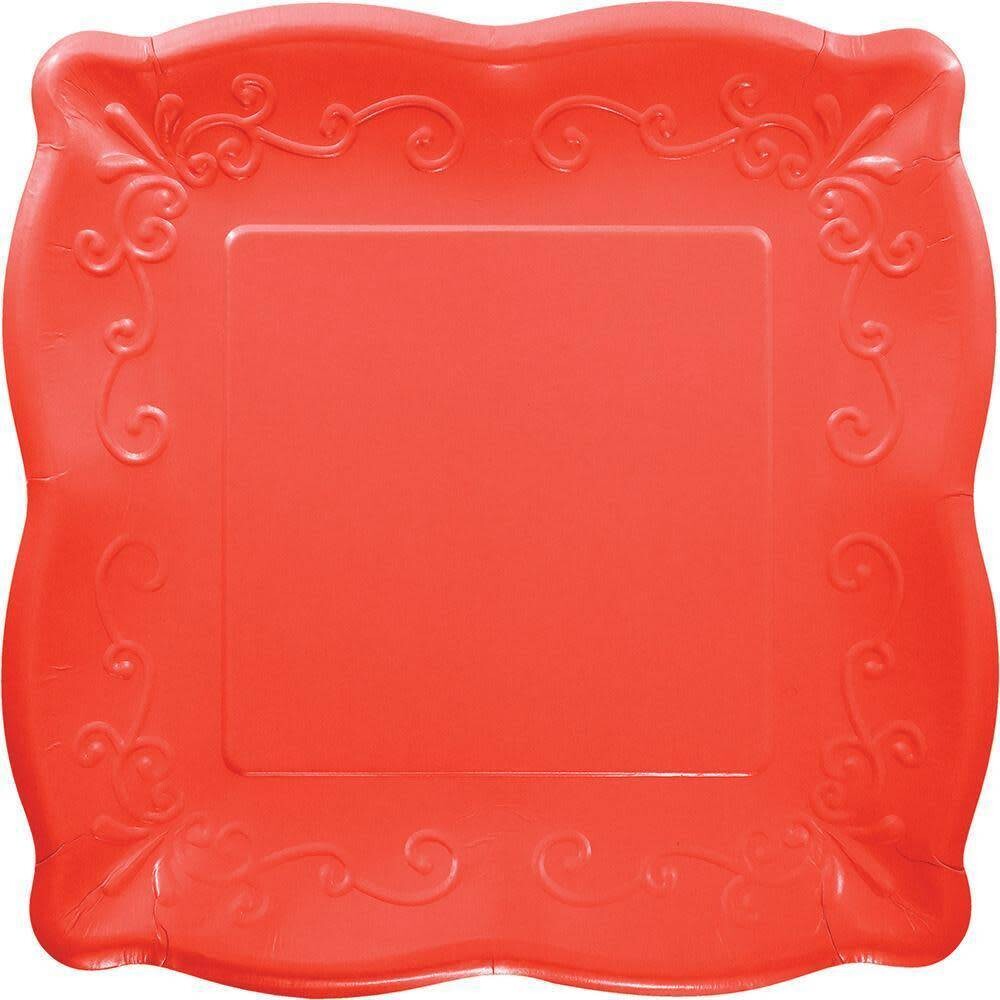 Beverage Paper Plates-Coral Red