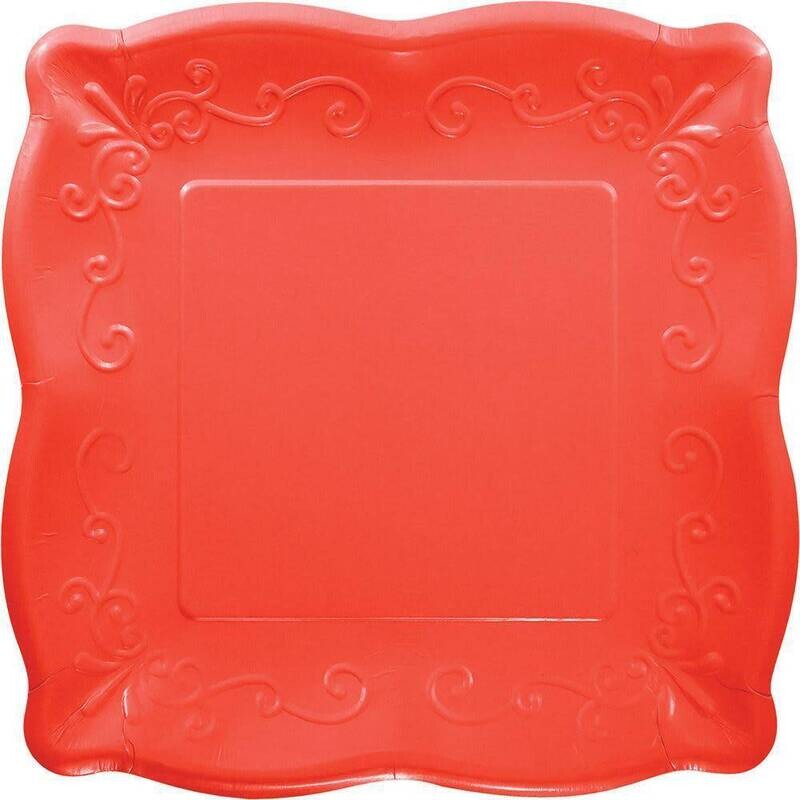 Beverage Paper Plates-Coral Red