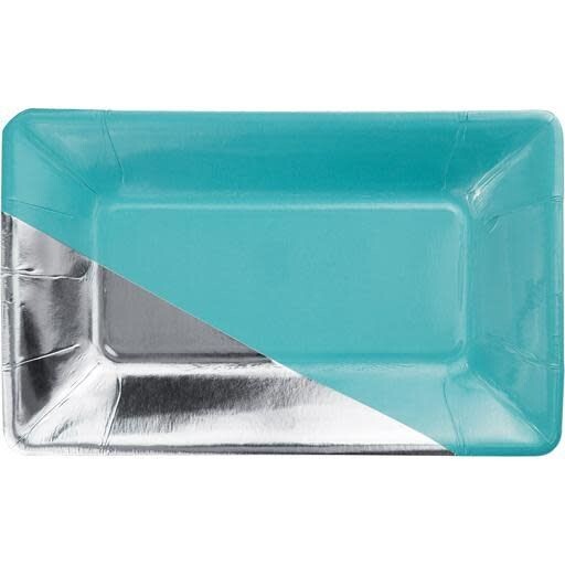 Appetizer Plates-Caribbean Blue &amp; Silver