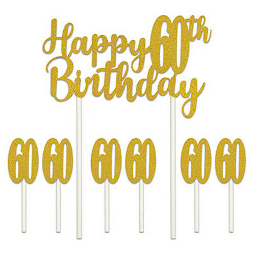 Cake Topper-Happy 60th Birthday-7pcs