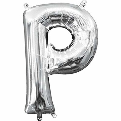 Foil Baloon Air Fill - &quot;P &quot; - Silver - 16&quot;
