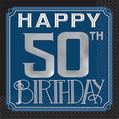 Beverage Napkins- Happy Birthday Man- 50th- 16pcs