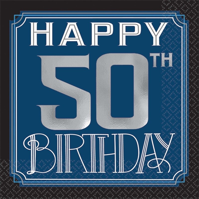 Beverage Napkins- Happy Birthday Man- 50th- 16pcs
