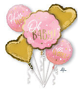 Foil Balloon-5pcs Bouquet-Pink Oh Baby!