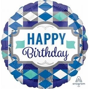 Foil Balloon - HBD Tie Pattern - 18&quot;