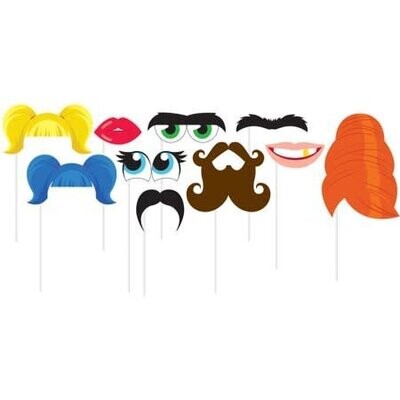 Photo Booth Props- Faces- 10pcs