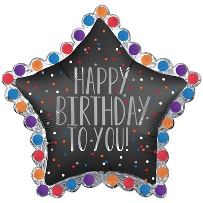 Foil Balloon - Happy Birthday To You Satin Star - 34&quot;
