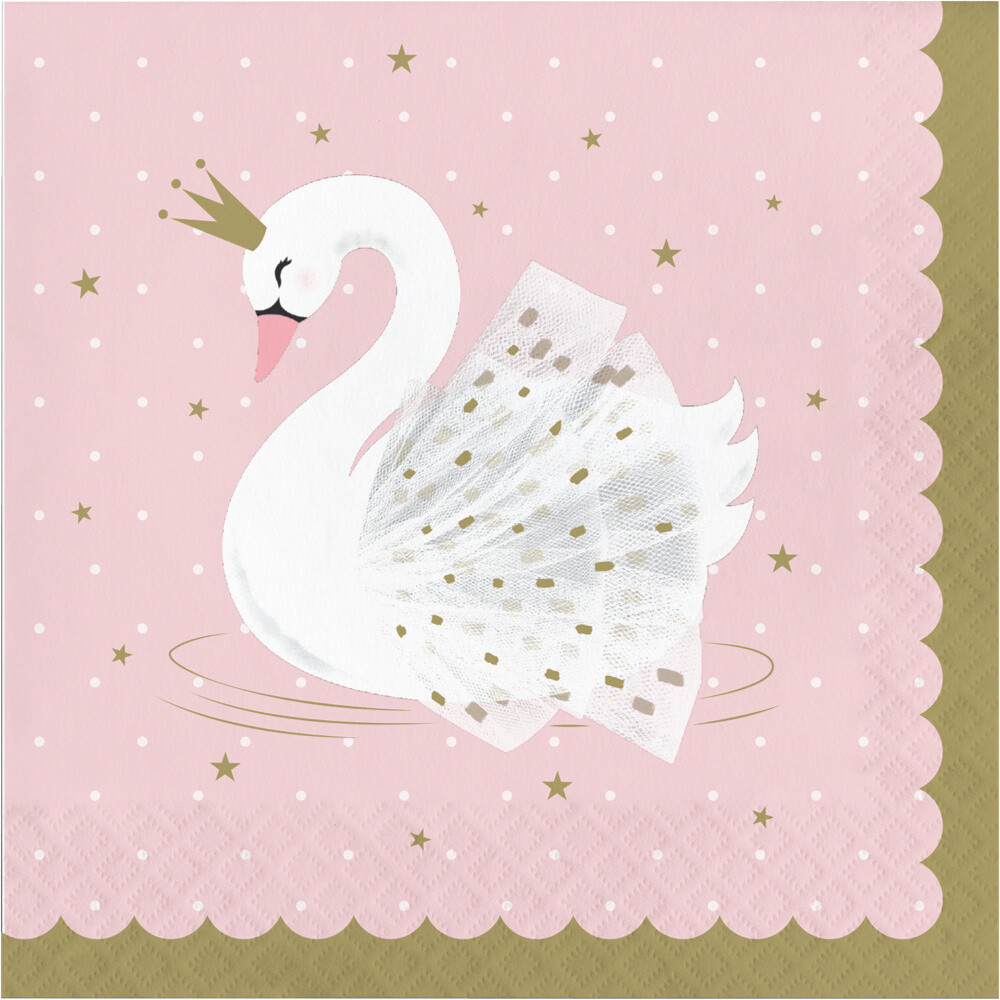 Luncheon Napkins-Stylish Swan Birthday