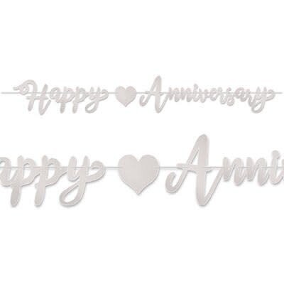 Banner Happy Anniversary - Silver