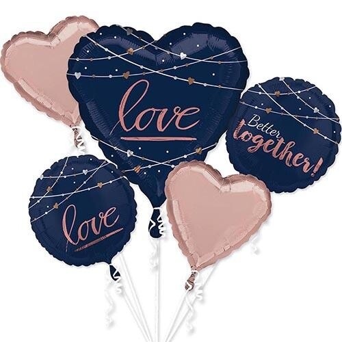 Foil Balloon - Midnight Blue Love - 5 pk Bouquet