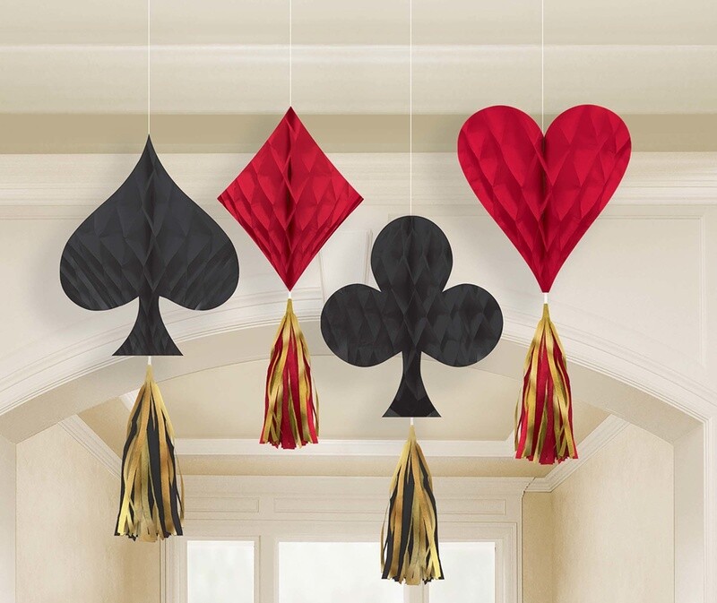 Honeycomb Decorations- Casino Night- 4pcs-12in