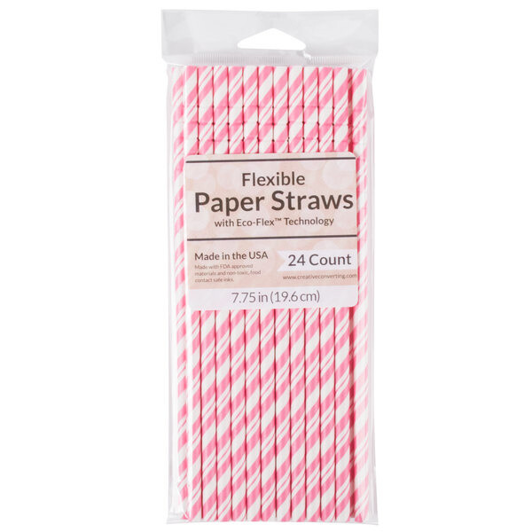 Paper Straws - Candy Pink - 24pk