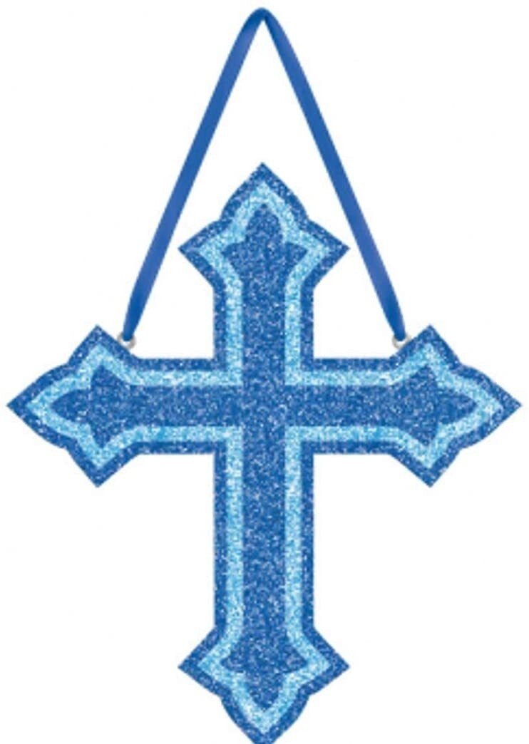 Sign-Foam Glitter Cross Blue