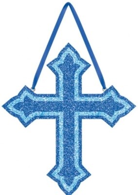 Sign-Foam Glitter Cross Blue