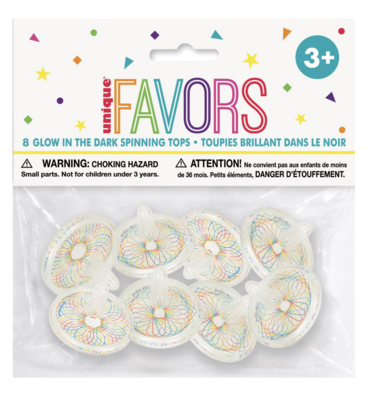 Party Favors-Glow in the Dark Spinning Tops-8pk
