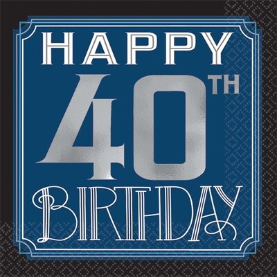 Beverage Napkins- Happy Birthday Man- 40th- 16pcs