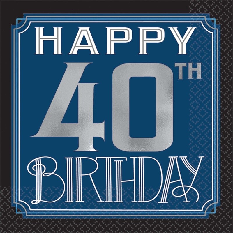 Beverage Napkins- Happy Birthday Man- 40th- 16pcs