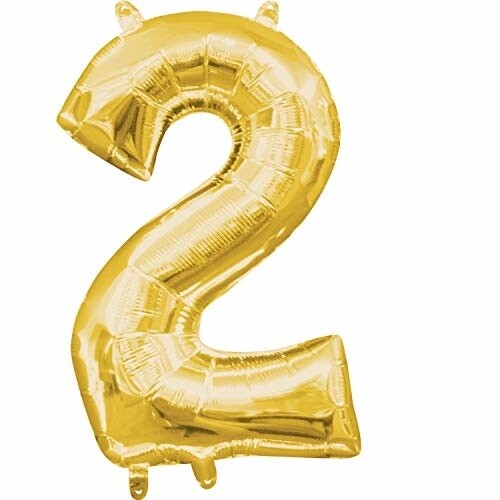 Foil Balloon-Air Fill-Number &quot;2&quot;-Gold