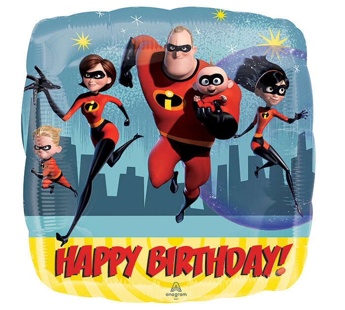 Foil Balloon- Incredibles 2- Happy Birthday- 18&quot;