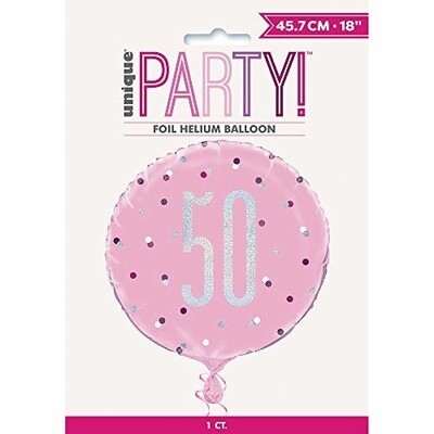 Foil Balloon-Standard-50th Birthday-Glitz Pink-18&quot;